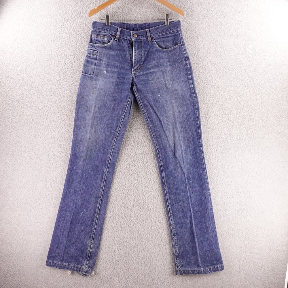 Kimes Ranch Dillon Mens Jeans 32x36 Blue Denim Rodger Stright Leg USA Distressed